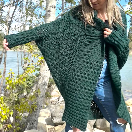 Crochet Evergreen Cocoon Shrug Pattern